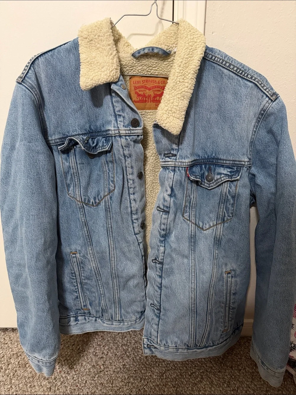 Levi's Light Blue Denim Jacket with Cream Sherpa Collar